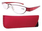 Eyekepper Stainless Steel Frame Plastic Temple Women s Reading Glasses Red 1.25