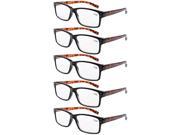 Eyekepper 5 pack Spring Hinges Vintage Reading Glasses Men Readers Black Frame Tortoise Arms 1.5
