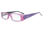Eyekepper Spring Hinges Polka Dots Temples Rectangular Reading Glasses Purple +2.5 Eyekepper Spring Hinges Polka Dots Temples Rectangular Reading Glasses Purple +2.5