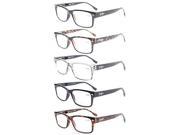 Eyekepper 5 Pack Readers Stylish Spring Hinges Reading Glasses 2.75