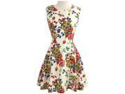 Fashion Quality Sleeveless Above knee Full Flower Tiny Dress 4P