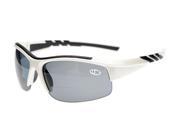 Eyekepper TR90 Unbreakable Sports Polycarbonate Polarized Bifocal Half Rimless Sunglasses Baseball Running Fishing Driving Golf Softball Hiking White Frame Grey