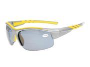 Eyekepper TR90 Unbreakable Sports Polycarbonate Polarized Bifocal Half Rimless Sunglasses Baseball Running Fishing Driving Golf Softball Hiking Grey Frame Grey