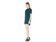 Eyekepper Women s O neck Short Sleeve Striped Dress High Low Hem Mini Dress Green