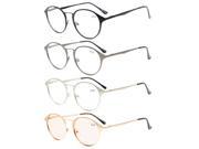 Eyekepper 4 Pack Spring Hinges Retro Round Reading glasses Included Tinted Lens Computer Glasses 2.25