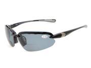 Eyekepper TR90 Unbreakable Sports Polycarbonate Polarized Bifocal Sunglasses Half Rimless Baseball Running Fishing Driving Golf Softball Hiking Black Frame Grey