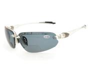 Eyekepper TR90 Unbreakable Sports Polycarbonate Polarized Bifocal Sunglasses Half Rimless Baseball Running Fishing Driving Golf Softball Hiking Clear Frame Grey