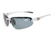 Eyekepper TR90 Unbreakable Sports Polycarbonate Polarized Bifocal Sunglasses Half Rimless Baseball Running Fishing Driving Golf Softball Hiking Silver Frame Gre