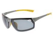 Eyekepper TR90 Unbreakable Sports Polycarbonate Polarized Bifocal Sunglasses Baseball Running Fishing Driving Golf Softball Hiking Grey Frame Grey Lens 2.5