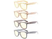 Eyekepper 4 pack Readers Bamboo Wood Design Classic Yellow Tinted Lenses Computer Glasses Computer Reading Glasses 1.25