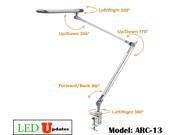 Professional Desk LED Clamp lamp with Flexible extenable Arm and UL Power Adapter