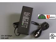 UL Listed 12v 10A 120w power adapter for LED lights and other electronics