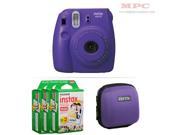 Fujifilm Instax Mini 8 Instant Film Camera Grape with 60 Fujifilm Instax Mini Instant Films and Nifty Mini Zippered Camera Purple Case