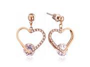 Gemini Women Rose Gold Filled Love Heart Swarovski Cubic Zirconia Crystal Dangle Earrings Gm133 Color Rose Gold