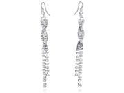 Gemini Women s Twisted Silver Plated Base Infinity Long Dangle Crystal Earrings Gm118 for Ladies Gifts Idea Color Silver