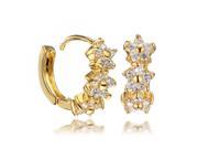 Gemini Women s 18k Yellow gold filled Small Flowers Swarovski crystal engagement Huggie hoop earring Gm079