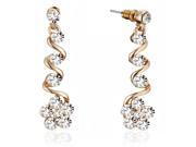 Gemini Women s Jewellery Long Flower Dangle Drop Stud Earrings for Ladies Gifts Idea Gm140 Size 43mm Color 18K Yellow Gold