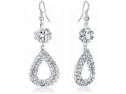 Gemini Women's Jewelry Silver Plated Base Teardrop Oval Long Dangle Swarovski Crystal Earrings Gm121 , Color: Silver Gemini Women's Jewelry Silver Plated Base Teardrop Oval Long Dangle Swarovski Crystal Earrings Gm121 , Color: Silver