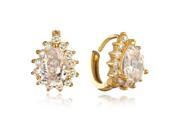 Gemini Ladies 18K Gold Filled Crystal Perfect Hinged Hoop Huggie Small Oval Heart Earrings 184