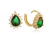 Gemini Women 18K Gold Filled Crystal Perfect Dangle Heart Earrings Gm184 Color Emerald