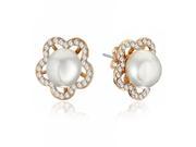Gemini Ladies Jewerly CZ Diamonds Pearl Small Studs Earrings Gm137 for Ladies Gifts Idea Size 10.24 Color 18ct Yellow Gold