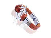 Gemini Fashion Nautical Genunie Leather Cuff Stainless Steel Unisex Wrap Wristband Bangles Bracelets Great Valentine s Day Gifts For Men Women Teens Boys Gi