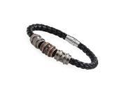 Gemini Men Black Genuine Leather Mix Rope Braided Stainless Steel Beads Magnetic Clasp Wrist Bracelets Great Valentine s Day Gifts For Men Size 8.5es Color