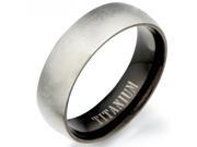 Gemini Groom or Bride Two Tone Black Matt and Polish Titanium Wedding Ring width 7mm US Size 8 Valentine s Day Gift