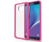 Galaxy Note 5 Case Stalion® [Hybrid Bumper Series] Shockproof Impact Resistance Fuchsia Pink Ultra Slim Fit with Diamond Clear Back Raised Edges for Prote
