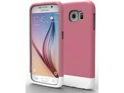 Samsung Galaxy S6 Case Stalion® Slider Series Matte UV Textured Sliding Style Protective Hard Case Pink Rose Powder White