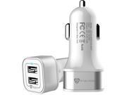 Car Charger Stalion® 2 Port USB Dual Rapid Travel Vehicle Charger for Samsung Galaxy S7 S6 Edge iPhone 7 6 6s Smartphones Tablets Ceramic White