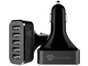Car Charger Stalion® 5 USB Port Electric Universal Car Accessories for all Cell Phone Tablet GPS MP3 Players Jet Black 12 Amps 5 Volts 60 Watts