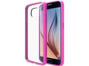 Galaxy S6 Edge Case Stalion® [Hybrid Bumper Series] Shockproof Impact Resistance Fuchsia Pink Ultra Slim Fit with Diamond Clear Back Raised Edges for Prot