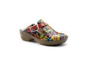 Lila SureGrip Womens Bailey Red Floral Open Back Clog Slip Resistant Work Shoes 6.5M