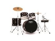 RB5044FTCDK Rebel 5 Piece Drum Set w Hardware Cymbals Black w 20 Bass Drum