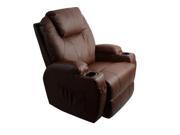 MCombo Massage Recliner Vibrating Sofa Heated Electric Leather Lounge Chair Brown 7020