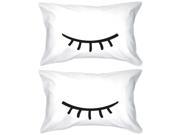 Cute Pillowcases 300 Thread Count Standard Size 21 x 30 Sleeping Eyelashes