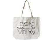 Women s Natural Canvas Tote Bag Take Me with You Arrow Sign 18x14inches
