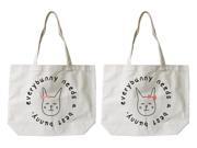 BFF Matching Canvas Tote Bag Natural Everybunny Needs a Best Bunny