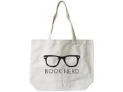 Women s Book Nerd Natural Canvas Tote Bag 100% Cotton 18.5x14.25 inches