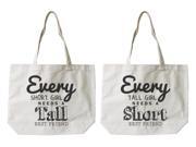 Women s BFF Short and Tall Best Friend Matching Natural Canvas Tote Bag