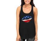 July 4th American Flag Lip Tank Top for Women Cute Racerback Sleeveless Shirt