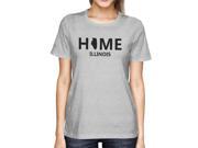 Home IL State Grey Women s T Shirt US Illinois Hometown Cotton Tee