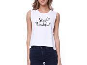 Stay Beautiful With Heart Crop Tee Cute White Tank Top For Girls