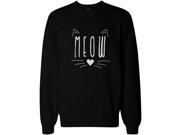 Meow Cute Kitty face Women s Sweatshirt Crewneck Pullover Fleece Cat Lovers