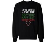Hap Hap Happiest Christmas Heart Candy Cane Sweatshirt Holiday Pullover Fleece