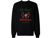 Oh Deer Christmas Is Here Cute Sweatshirts Holiday Funny Pullover Fleece