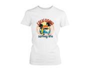 California Surfing Life Graphic Women s T shirt Sunset Palm Tree Mini Van Tee Funny Shirt Women LARGE