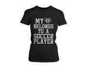 Women s Funny Statement Black T Shirt My Heart Belong to A Soccer Player Funny Shirt WOMEN XLARGE
