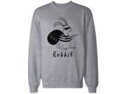 Funny Sweatshirt Unisex Grey Pullover Sweater Robbit with Swag Bag